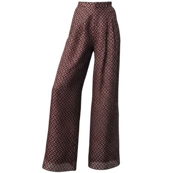 Maeve Avery Pleated Wide-Leg Trousers: Sheer Silk Edition Size 12